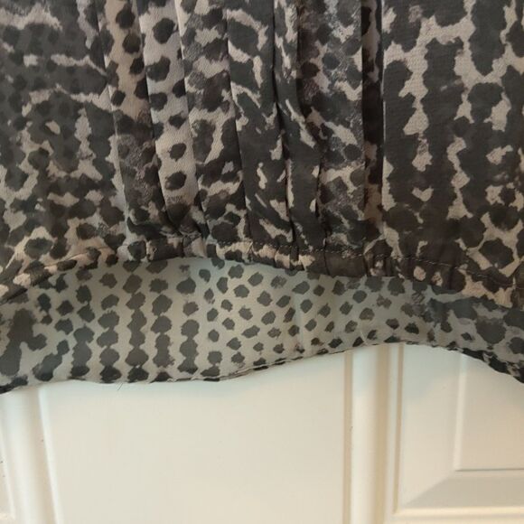 a. n. a charcoal gray and off white animal print 3/4 sleeve semi sheer blouse - Picture 11 of 12